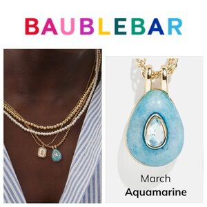 BaubleBar Aquamarine and Gold Pendant Necklace